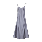 Women Backless Ice Silk Smooth Dress