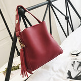 Women Bucket Tassel Messenger Bag