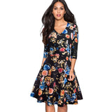 Vintage Flower Lace Ruffle A-Line Pinup Flare Dress