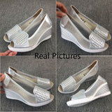 Women Peep Toe Heels Mesh Sandal