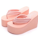 Dropshipping Women Fashion Summer Chunky Sole Wedges Heels Flip Flops Casual Shoes New Waterproof Slippers Sexy Lady Sandals