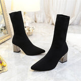 Women Chunky High Heels Pointed Shoes