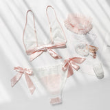 Underwear Suit Wire Free Satin Lingerie Bra and Panty Set