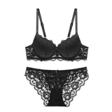 Sexy Flower Lace Solid Push Up Bra Underwear Set