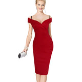 Sexy Strap Slash Neck Bodycon Midi Pencil Dress