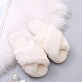 Woman Slip on Flats Faux Fur Slippers