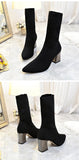 Women Chunky High Heels Pointed Shoes