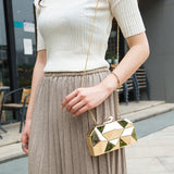 Gold Acrylic Box Geometry Clutch Bag