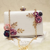 Women Leather Flower Clutch Purse