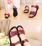 Women Leather Hook-Loop Sandals 