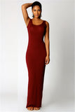 High Stretch Tank Robe Thin O-Neck Sleeveless Slim Maxi Dress