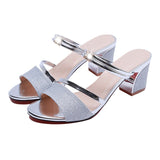 Women Square High Heel Sandals