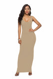 High Stretch Tank Robe Thin O-Neck Sleeveless Slim Maxi Dress