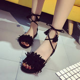 Woman Tassel Straps Flat Sandals