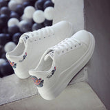 Embroidered Breathable Lace-Up Women Sneakers