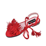 Woman Tassel Straps Flat Sandals