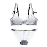 Lace Transparent Lingerie Ultrathin Underwear Bra Set