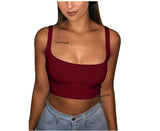 Women's Solid Tanks Vest Sleeveless Crop Top