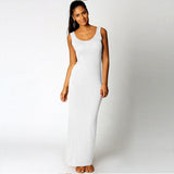 High Stretch Tank Robe Thin O-Neck Sleeveless Slim Maxi Dress