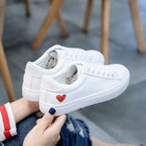 Women Casual Flats Heart Lace-up Shoes