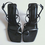 Vintage Square Toe Heel Sandals