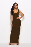 High Stretch Tank Robe Thin O-Neck Sleeveless Slim Maxi Dress