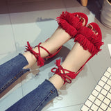 Woman Tassel Straps Flat Sandals