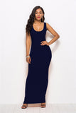 High Stretch Tank Robe Thin O-Neck Sleeveless Slim Maxi Dress