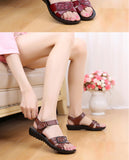 Women Leather Hook-Loop Sandals 