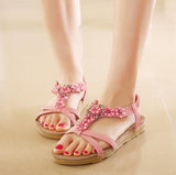 Women Flowers Flat Rhinestones Sandals