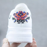 Embroidered Breathable Lace-Up Women Sneakers