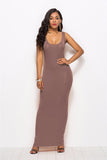 High Stretch Tank Robe Thin O-Neck Sleeveless Slim Maxi Dress