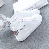 Embroidered Breathable Lace-Up Women Sneakers