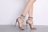 Women PU Lace-Up Thin High Heels Sandals