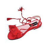 Woman Tassel Straps Flat Sandals