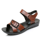 Women Leather Hook-Loop Sandals 