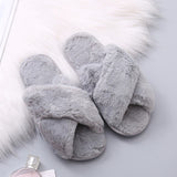 Woman Slip on Flats Faux Fur Slippers