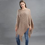 Knitted Pullover Women Striped Scarf