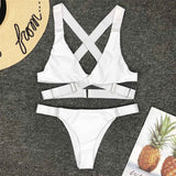 Women's Sexy Bandage Cross Back Bikini 2-Piece Swimwear