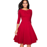 Vintage Solid Color Cap Sleeve A-Line Dress with Pinup