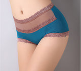 Women's High Waist Cotton Lace Briefs Color Underwear 2 piece