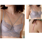 High Waist Transparent Lingerie Deep V Lace Bra Underwear Set