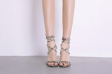 Women PU Lace-Up Thin High Heels Sandals