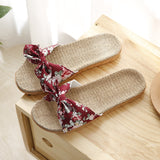 Floral Bow-knot Flip Flops Women Slippers