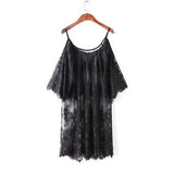 Black white off shoulder lace Nightgown Women Sexy Spaghetti Strap Patchwork Lingerie Dress Lace Sleepwear Sleepshirts Size S-XL