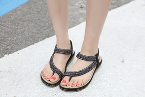 Flat Bohemia Flip Flop Crystal Sandals