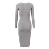 Long Sleeve Knit  Bodycon Sexy Party Sweater Dresses