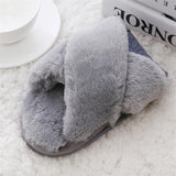 Women Faux Fur Warm Flats Slippers