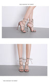 Women PU Lace-Up Thin High Heels Sandals