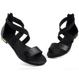 Women Leather Flats Heel Sandals